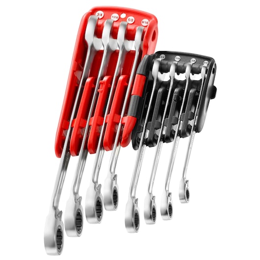 5/16 in. - 3/4 in. Reversible Ratchet Wrench Set With Holder (8 pc)