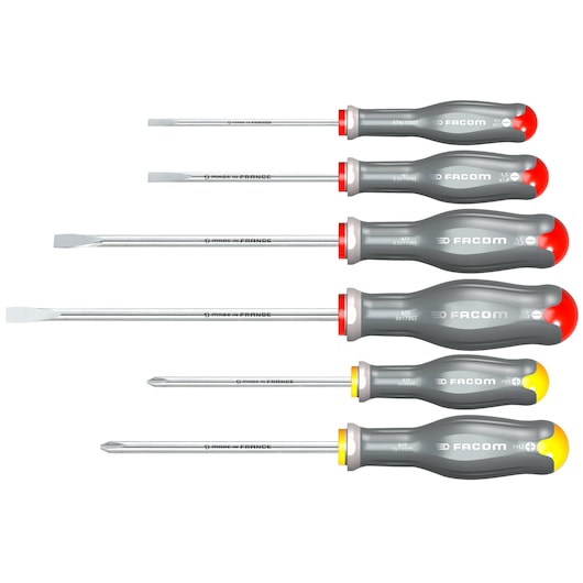 Insulated PROTWIST® BORNEO® screwdriver 1 000 Volt for mixed head Philips® Pozidriv® , 6 pieces