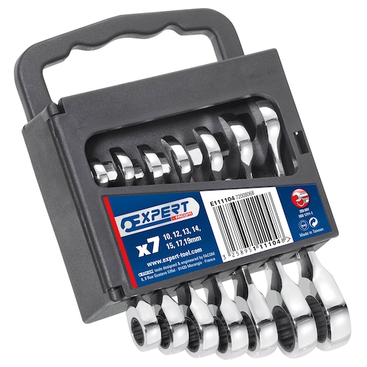 EXPERT by FACOM® Short ratchet combination wrenches set, Metric 7 pieces