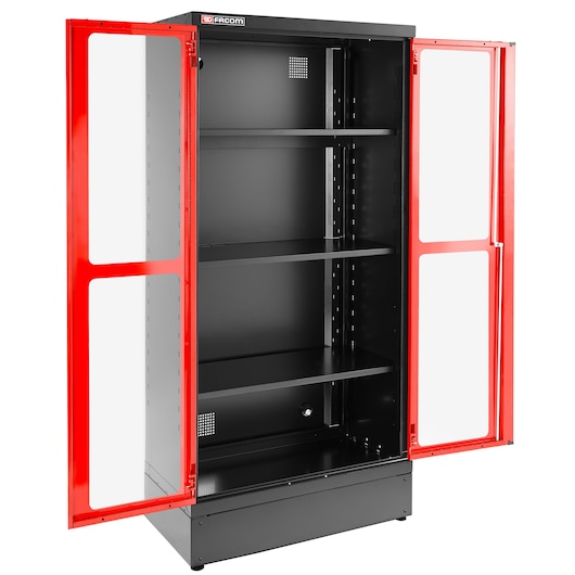 JLS3 STORAGE CABINET H 2M 2 GLAZED DOORS L1000MM RED