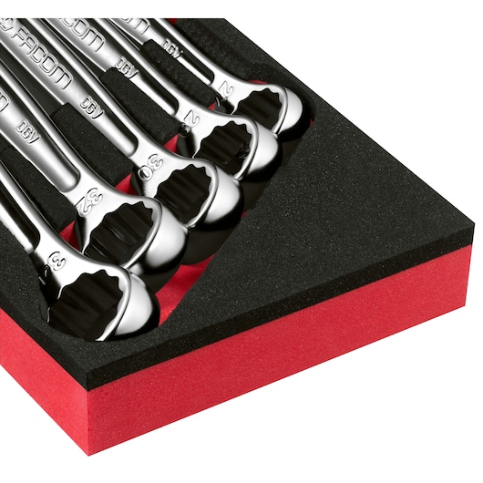 Combination wrench set, foam module