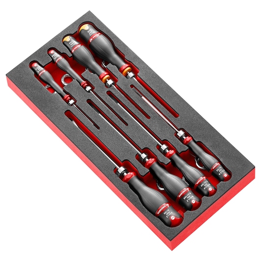 Foam Module 8 Screwdrivers With Safety Lock System (8 Pc)