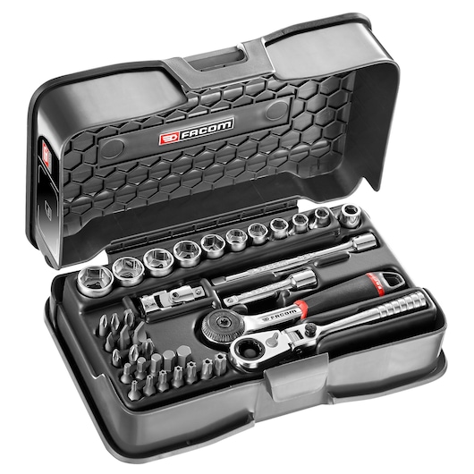 1/4 in. Socket Set, MBOX, HX Ratchet (37 Pc)