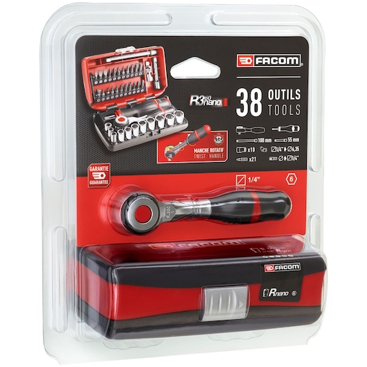 1/4 in. Socket Set, NANO, Twist Handle Ratchet (38 Pc)