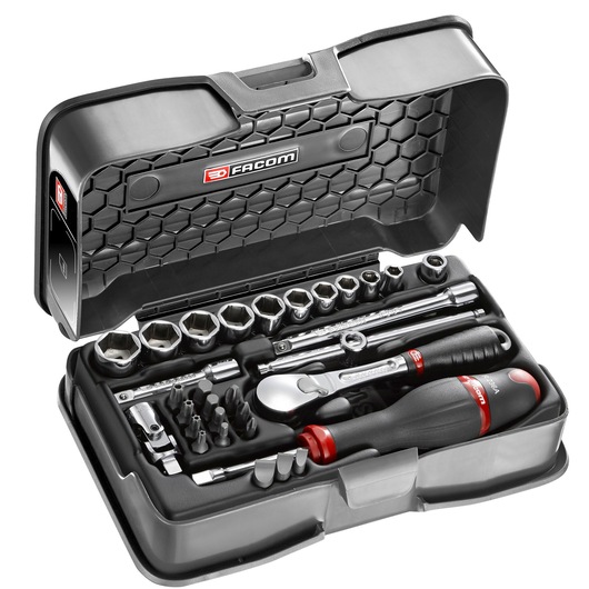 1/4" socket set, 31 pieces, MBOX, pear-head ratchet