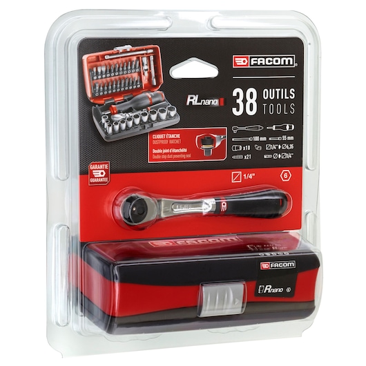 1/4 in. Socket Set, NANO, Pear-Head Ratchet (38 pc)