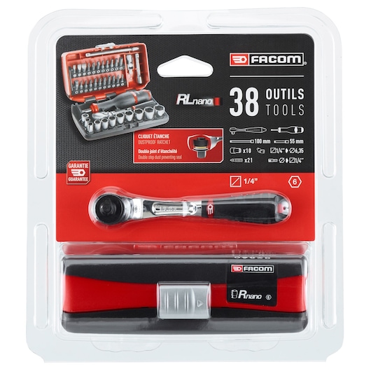 1/4 in. Socket Set, NANO, Pear-Head Ratchet (38 pc)