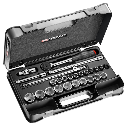 1/2 in. MBOX Socket Set With Twist Handle Ratchet (26 pc.)