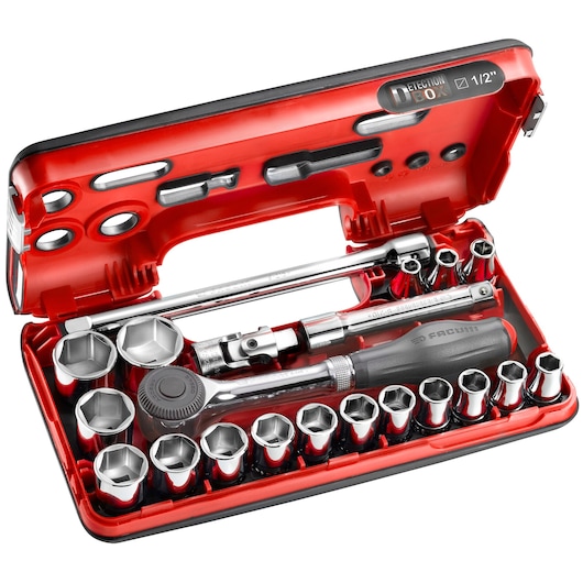 1/2 in. Socket Set, DBOX, Twist Handle Ratchet (21 pc.)