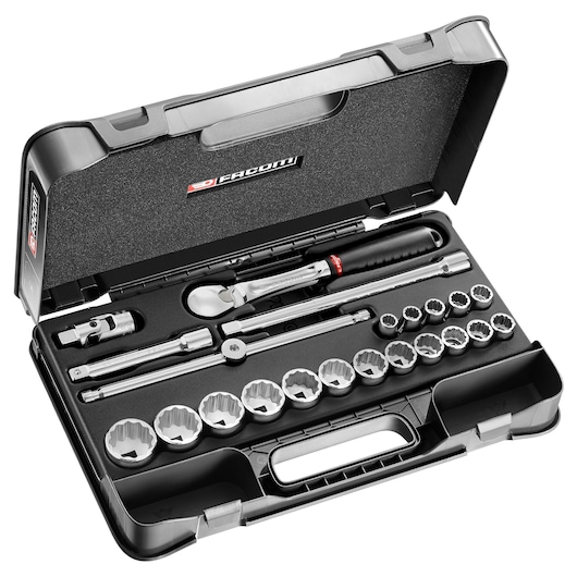 1/2" socket set, 22 pieces, MBOX, pear-head ratchet